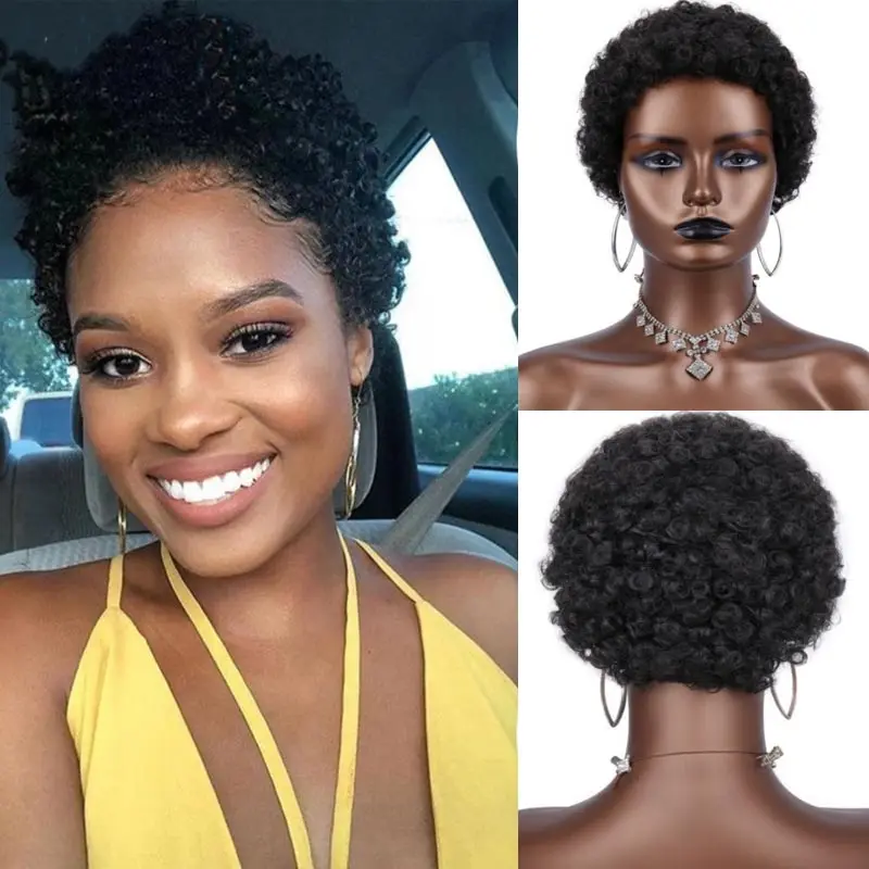 Kurzhaarperücke Mit Afrofrisur – Lockig, Flauschig, Schulterlang, Hitzebeständig, Inkl. Perückenkappe
