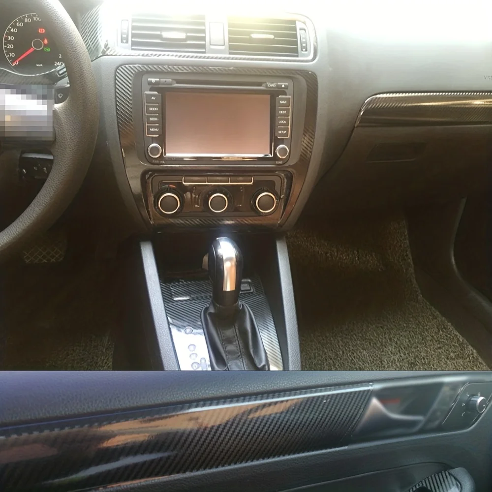 

For Volkswagen Jetta 2012-2014 Interior Central Control Panel Door Handle 5D Carbon Fiber Stickers Decals Car styling Accessorie