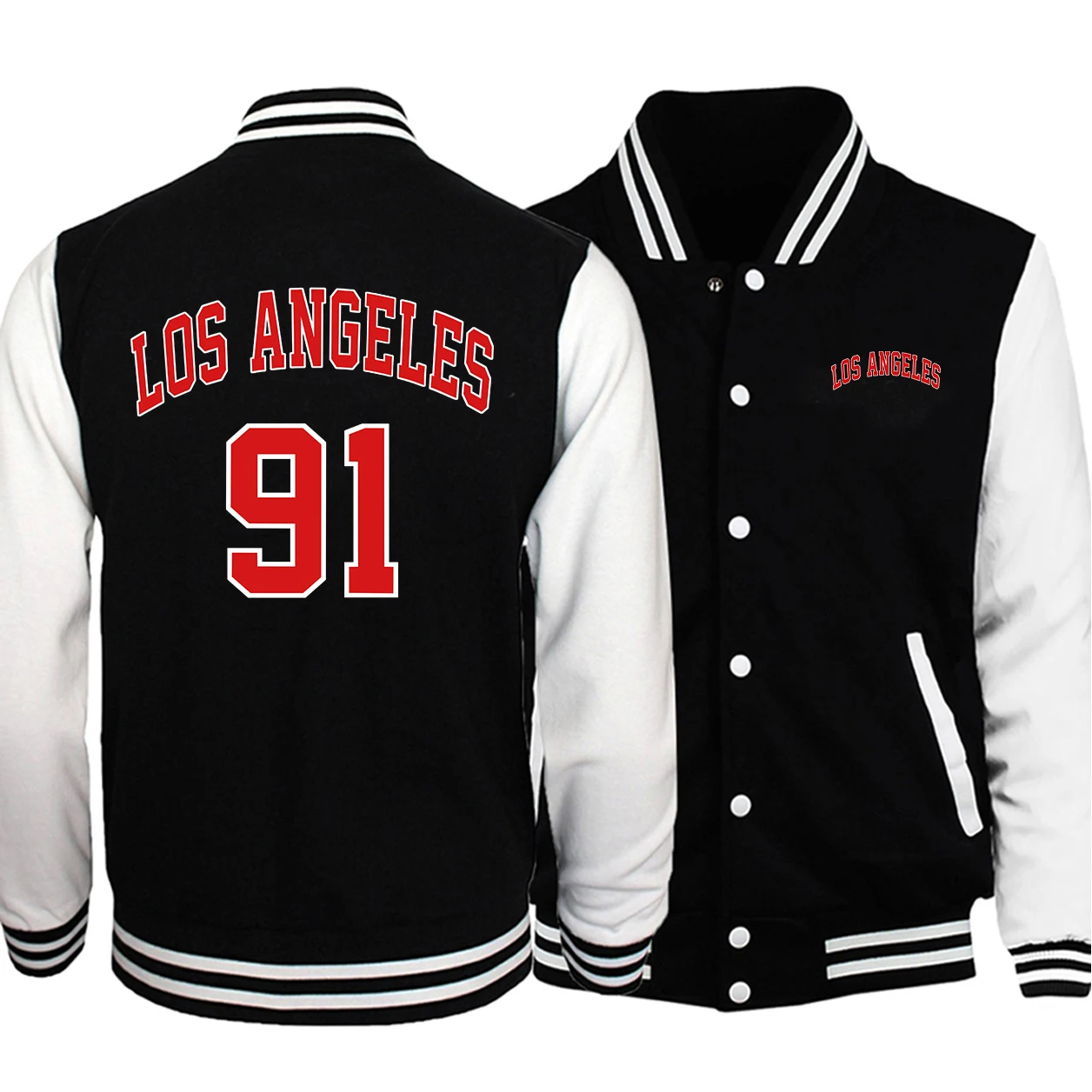 

Los Angeles Alphabet 91 Printed Baseball Jackets Men Fashion Comfortable Coats Winter Autumn Fleece Male Warm Sport Sportswear