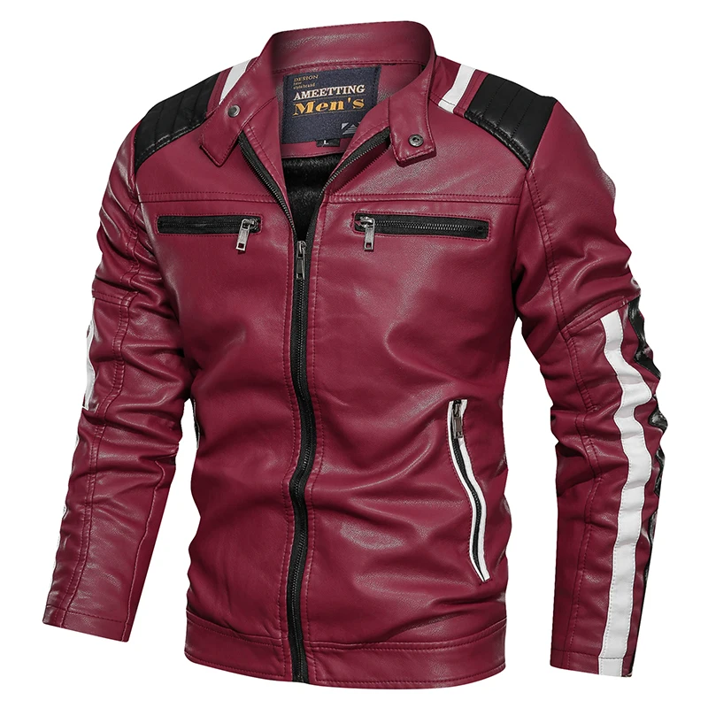 Giacca in pelle maschile uomo moto cappotti in ecopelle con cappuccio staccabili autunno e inverno outwear Biker Pu giacche Plus Size