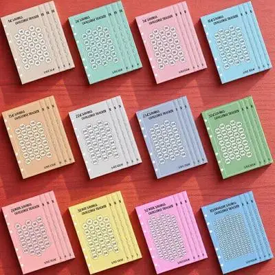 

48pcs Euro Saving Challenge A6 Binder Cash Envelopes 6-Hole Design Portable Paper Saving Habit Tracker
