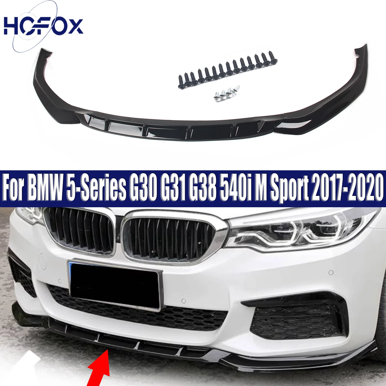

Car Front Bumper Lip For BMW 5-Series G30 G31 G38 540i M Sport 2017 2018 2019 2020 Splitter Diffuser Spoiler