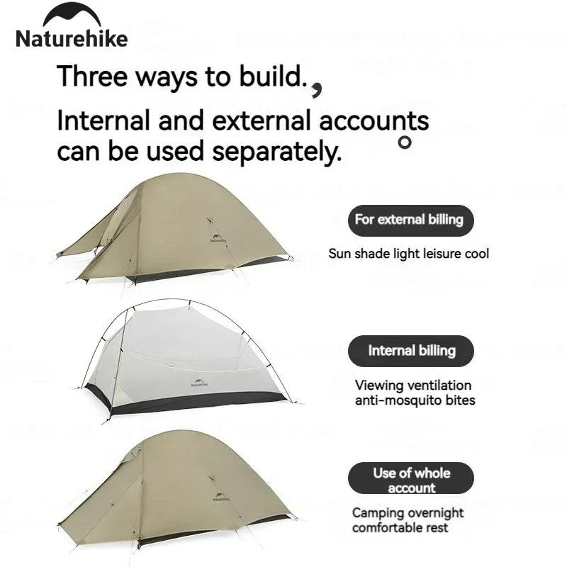 Naturehike Cloud Up Pro tienda ligera impermeable para 2 personas suministros para acampar al aire libre refugios senderismo mochilero tres