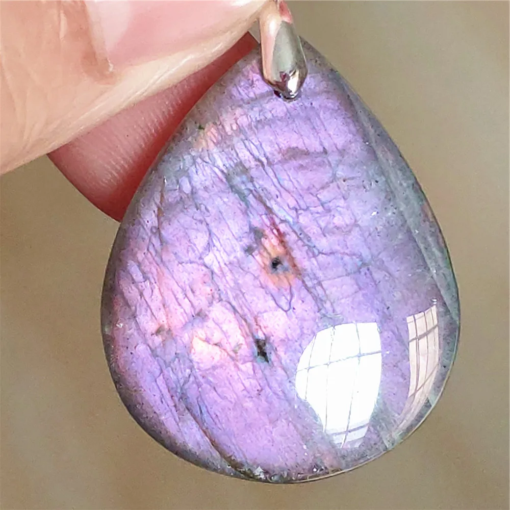 Natural Blue Light Labradorite Pendant Jewelry 69x56x10mm Rectangle Big Flash Labradorite Bead Necklace Women Men AAAAAA