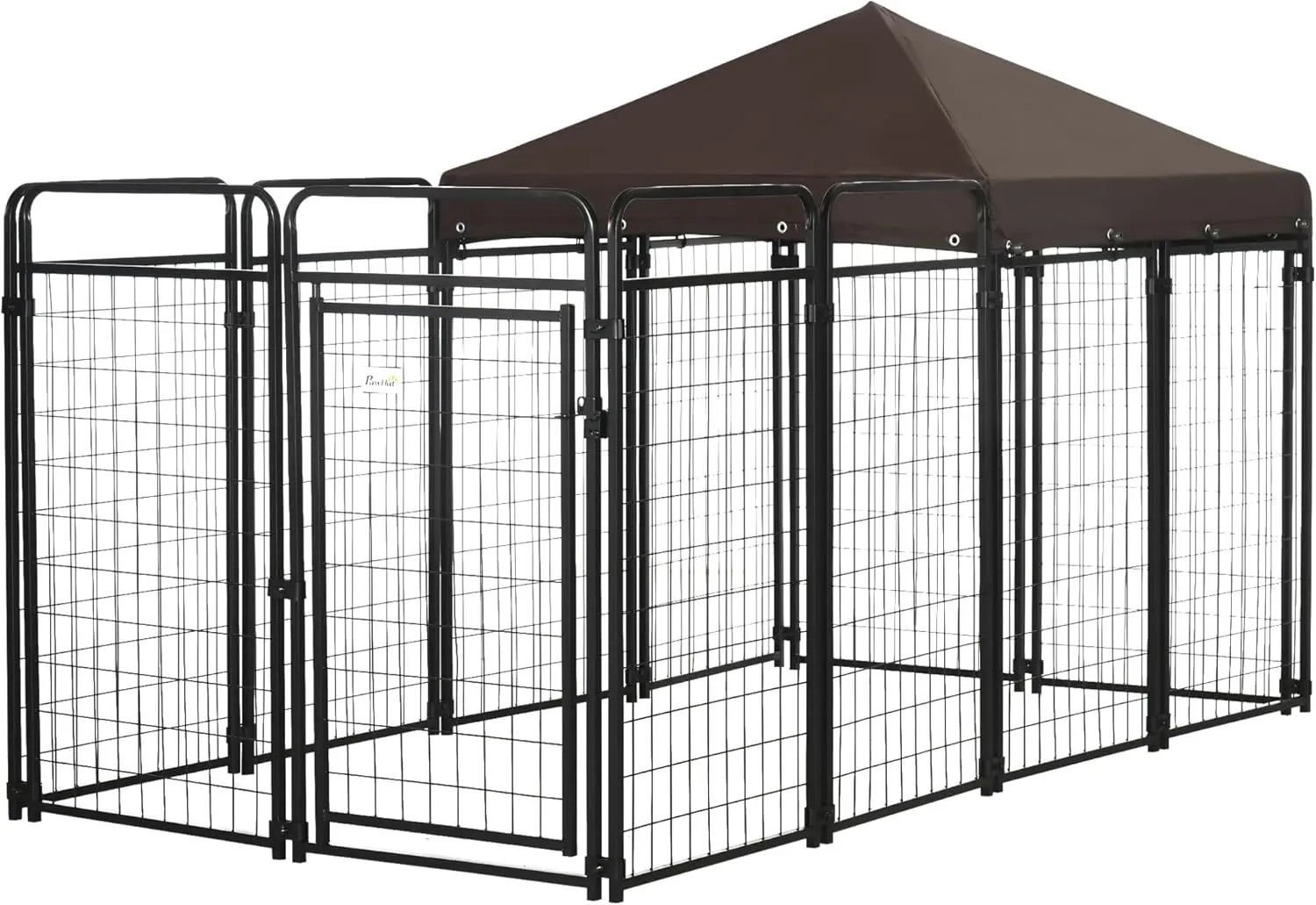 Dog Kennel Outdoor with Waterproof Canopy, Dog Run with Galvanized Chain Link, Secure Lock，9.3' x 4.6' x 5.2'