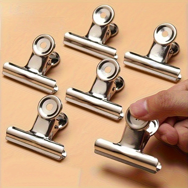 7pcs Durable Stainless Steel Food Bag Sealing Clips, Reusable Fresh Snack Seal, Kitchen Office School Home Storage Organizer Gad
