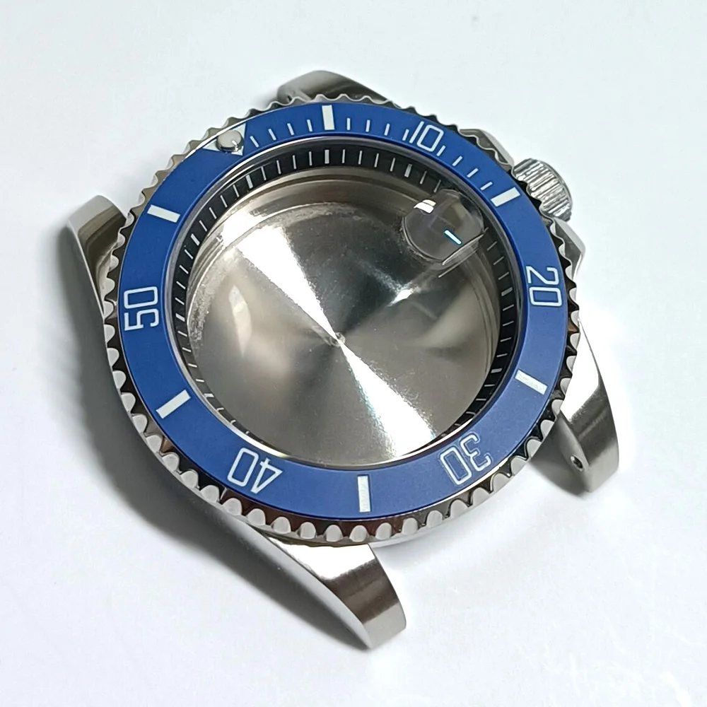 40.5mm Silvery GMT Sapphire Case Have Chapter Ring Stainless Steel Waterproof Fit NH34 NH 35 NH36 NH70 Movement Watch Case