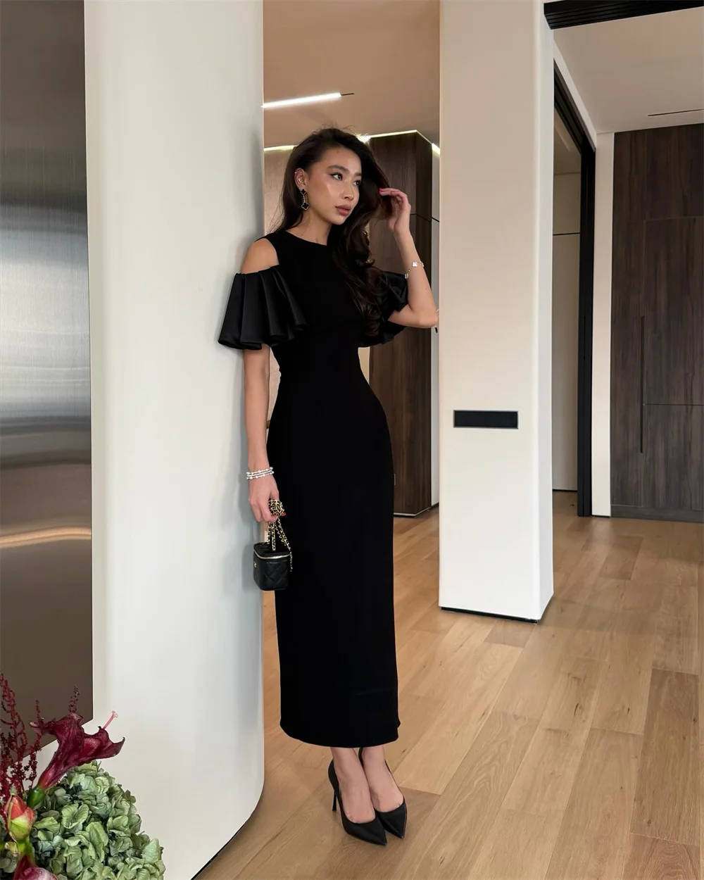 الطية قبالة الكتف حورية البحر فستان حفلات رسمي س الرقبة الكاحل طول فستان سهرة كلاسيكي مخصص فستان حفلة امرأة كلاسيكية