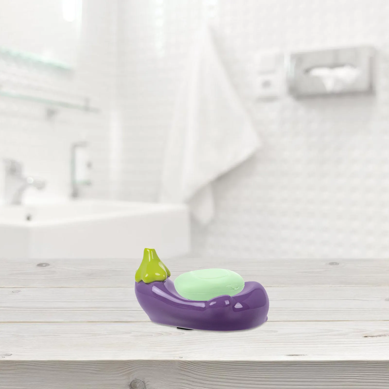 

Керамическая мыльница в форме баклажана с функцией самоотвода воды, держатель для мыла для ванной, раковины, душа, декоративная керамическая коробка для мыла