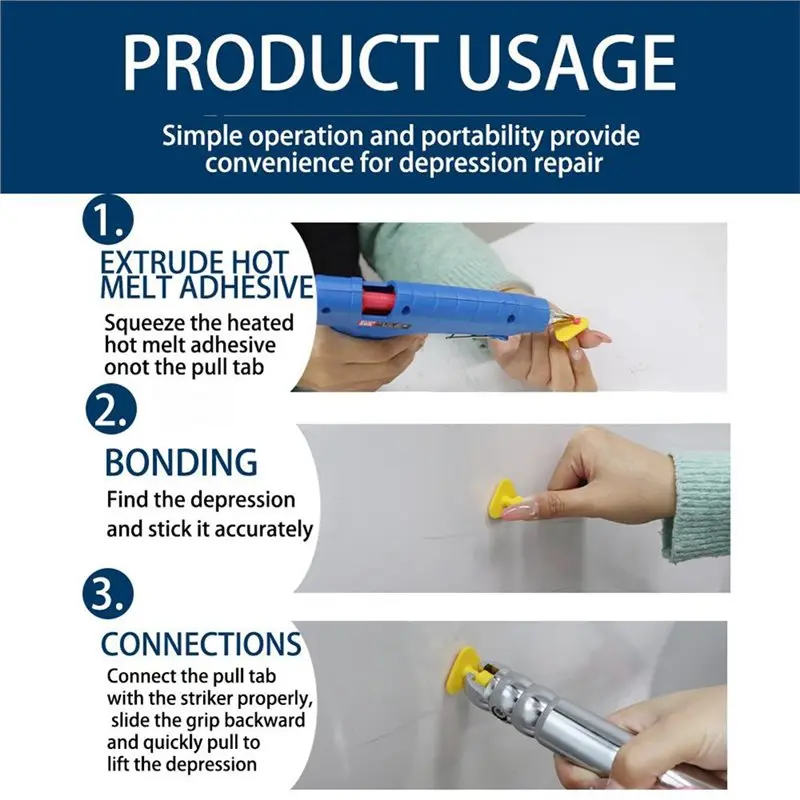 Small Telescopic 31-44CM For Car Dent Repair Pull Hammer With Built-In Spring Anti-Skating Hail Tool Set