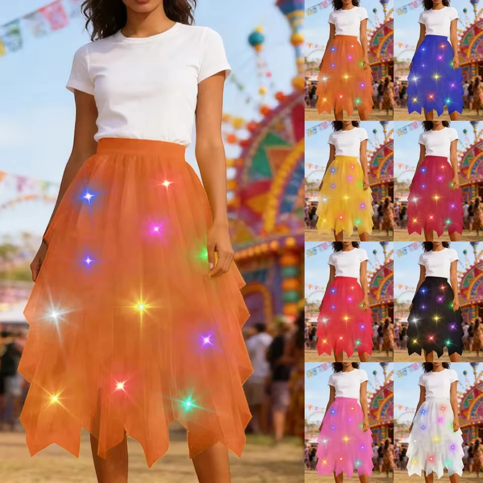 Women Loose Sequin Skirt Fashion High Waist Solid Color Pleated Short Skirt Female Mesh Party Lining High Waist Mini Skirts