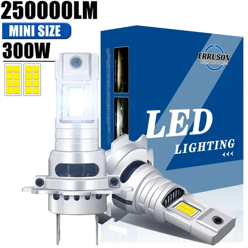 Imagen 1 del producto Erruson 300W 250000LM 2 uds Mini H4 H7 bombilla LED para faros H1 H11 9005 9006 HB3 HB4 inalámbrico para faros de coche lámpara de diodo automático 12V