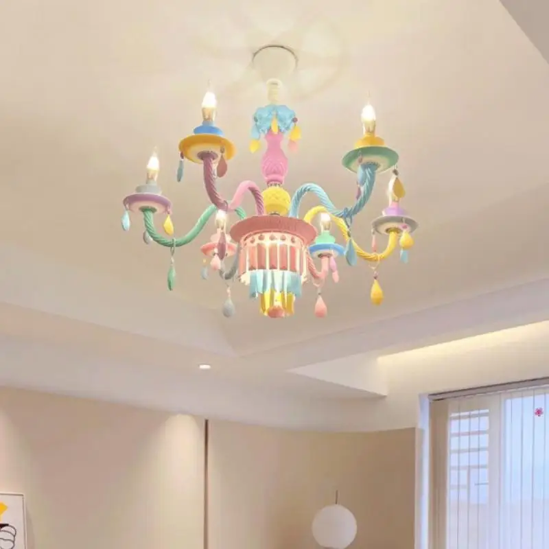 Art deco Children room pink blue Green Glass Crystal Chandelier led Light Bedroom Dining Room Princess wedding Bar kid Lighting