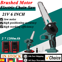 21V 2 Battery 6 Inch Mini Electric Pruning Saw Rechargeable Small Wood Spliting Chainsaw One-handed Woodworking Tool for Garden