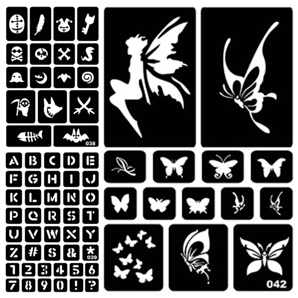 Tattoo Stencil Multiple Styles Reusable Hollow Tattoo Stencil Body Art  Paste Drawing Airbrush Glitter Tattoo Template Hot Sale