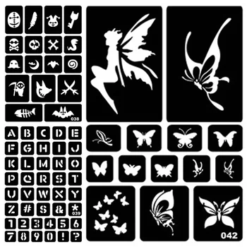 תבנית קעקוע מרובה סגנונות ניתן לשימוש מחדש תבנית קעקוע ריקוע גוף אמנות הדבקה ציור אוויר גליטר תבנית קעקוע מכירה חמה