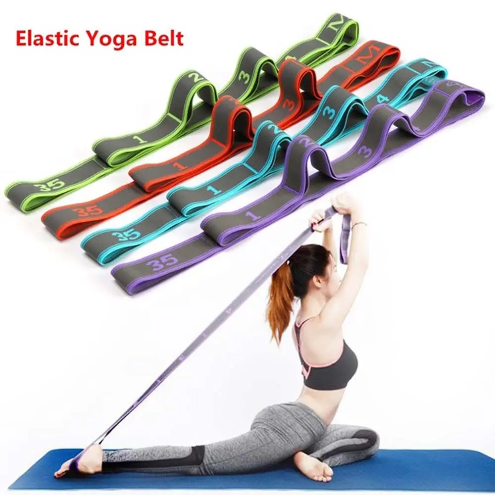 Fitness Gymnastics Elastic Nylon Exercise Multi Loops Latex wire Pilates Yoga Belt Tension Band Stretch Rope