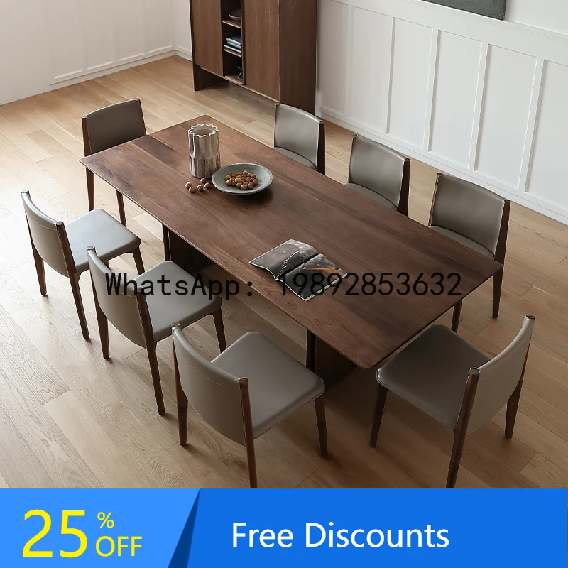 Vintage Dining Table Mid-Century Style North American Walnut Solid Wood Rectangular Dining Table Reception Tea Table