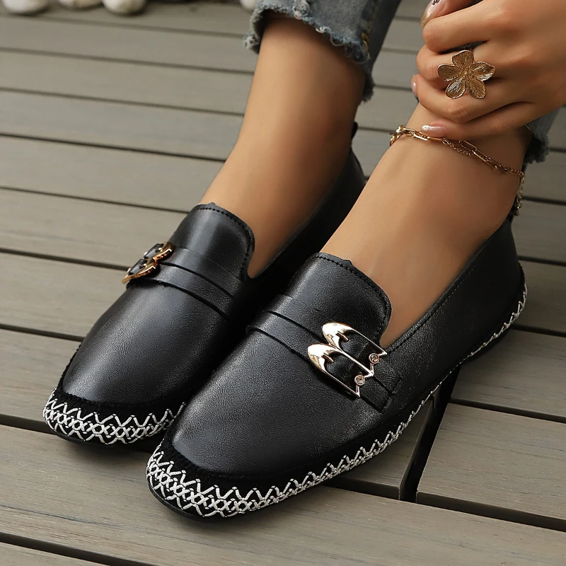 New Fashionable Plus Size Square Toe Casual Shoes Flat Bottom Shallow Mouth Comfortable Women's Shoes High-quality 2026 Loafers