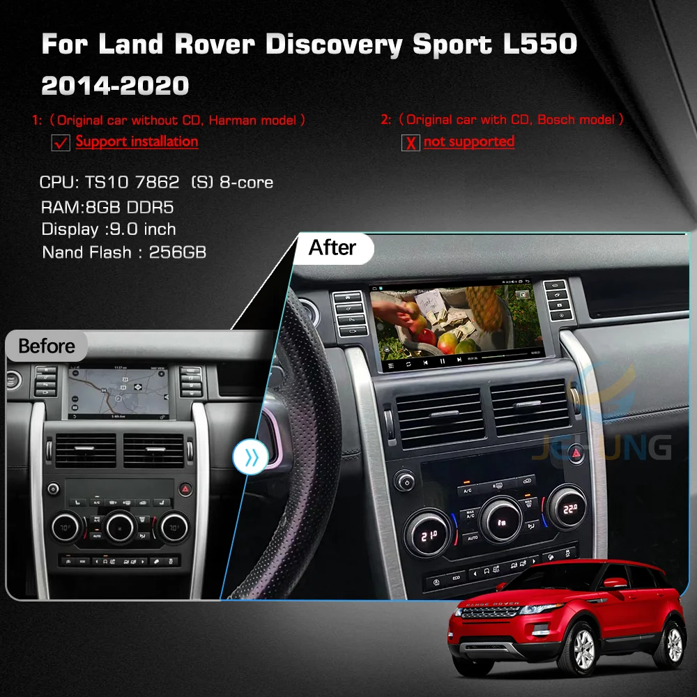 Android 13 For Land Rover Discovery Sport L550 2014-2020 Intelligent Multimedia Video Player Car GPS Radio 5G Navigation 8+256GB