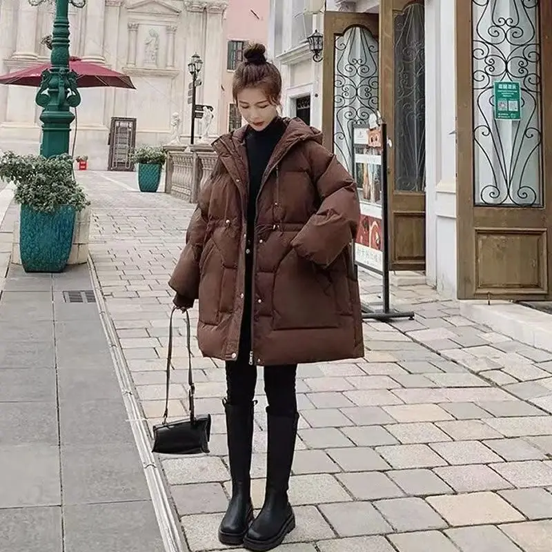 Casual Hooded Women\'s Cotton-padded Coat 2024 Winter New Thick Warm Parka Korean Medium To Long The Waist Outerwear Female