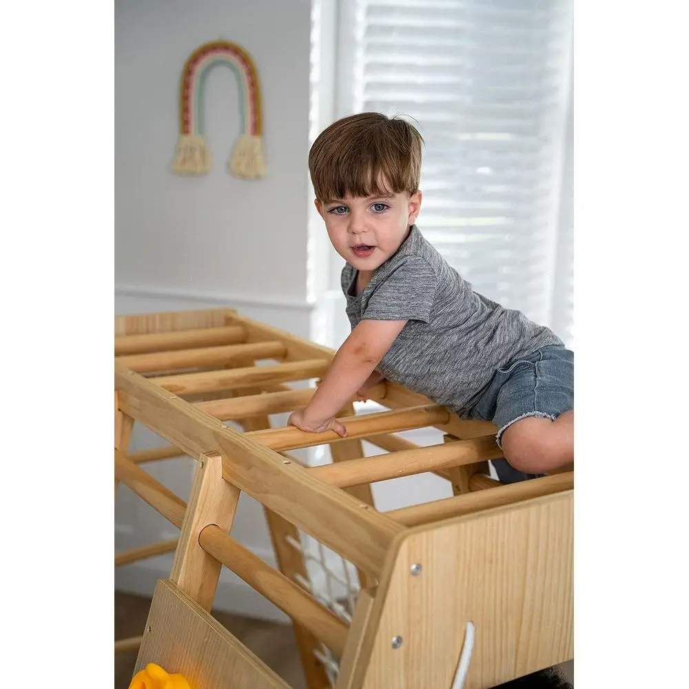 Magnólia Playground interno 7 em 1 Jungle Gym Playset para crianças de 2 a 6 anos - Slide, parede de escalada, alpinista de parede de corda, Macaco B