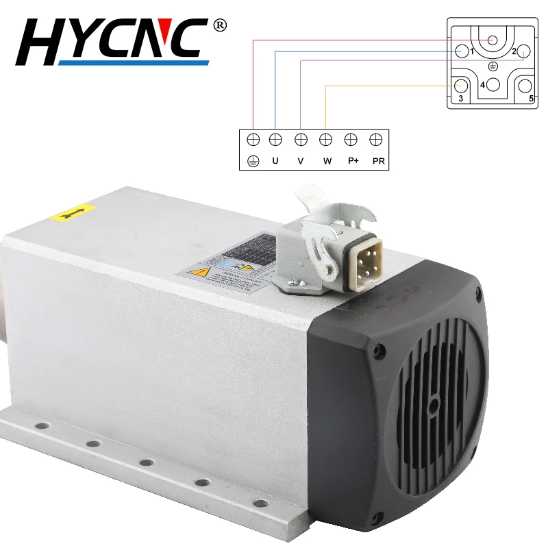 CNC แกนระบายความร้อนด้วยอากาศมอเตอร์ 3.5KW แกนสแควร์ ER20 220V 380V งานไม้แกะสลักพร้อมหน้าแปลนยึดสําหรับเครื่องกัด CNC