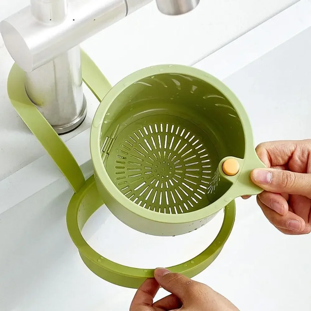 Kitchen Waste Collector Sink Drain Basket Faucet Hanging Filter Bag Adjustable Automatic Dumping Basket Sink Sponge Rack