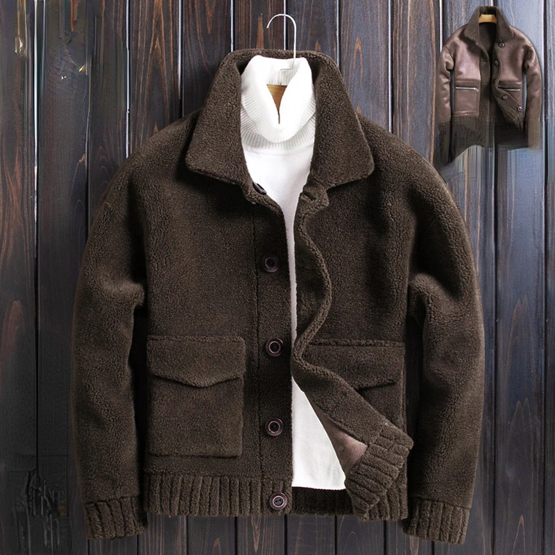 2022 Men Autumn Winter Fashion Double-faced Wear Jackets Male Genuine Wool Fur Outerwear Men's Short Thick Casual Coats N43