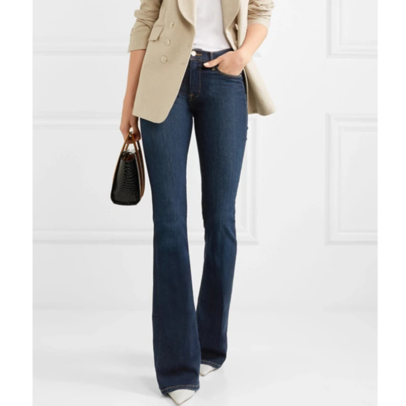 

Джинсы Maxdutti French Office Ladies Slim Fit Flared, женские джинсы, женская одежда, женские джинсовые брюки, элегантные брюки с высокой талией