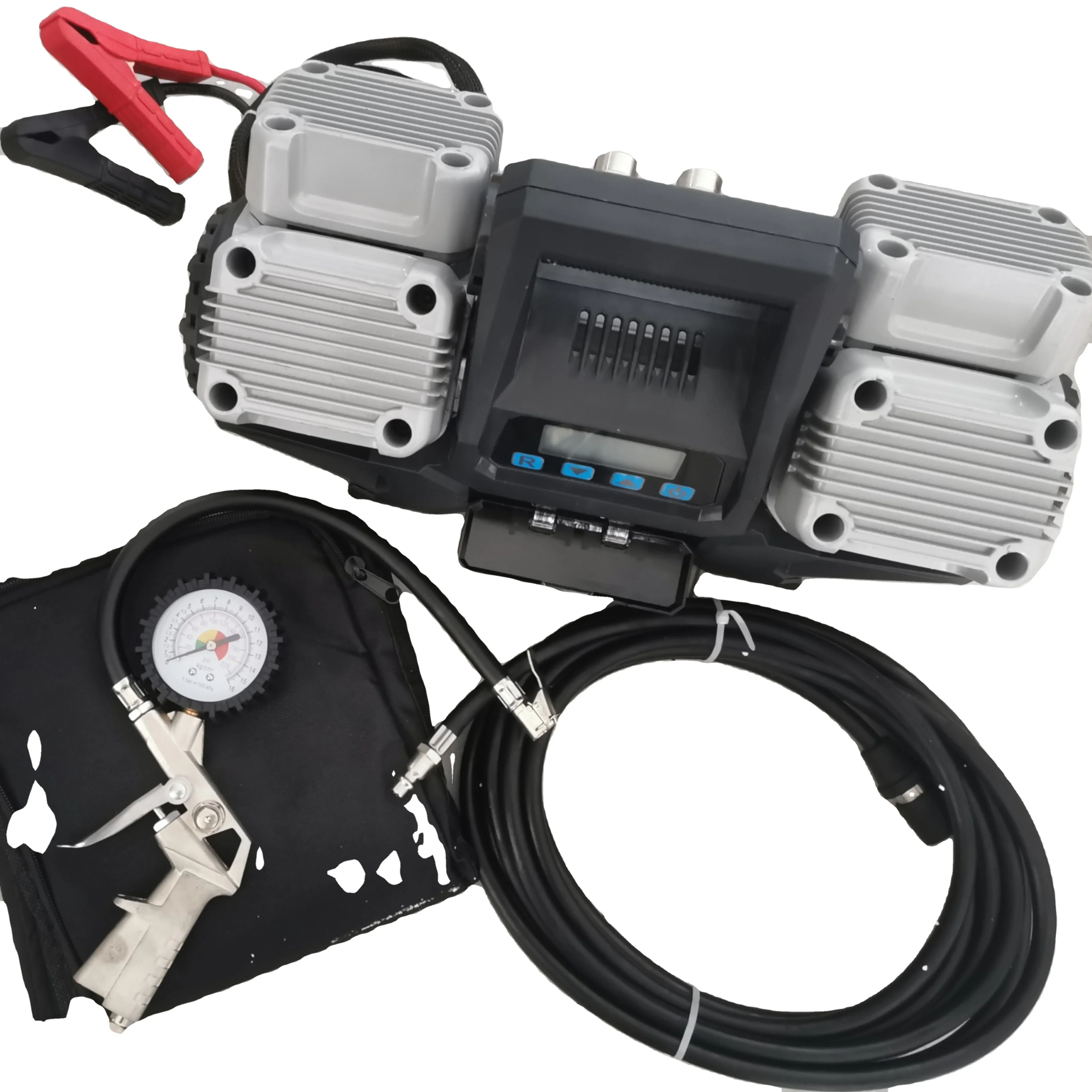 400L 12V Portable Heavy Duty Car Tyre Pump 4 Cylinder Metal Car Tire Inflator Compressor with Tire Pressure