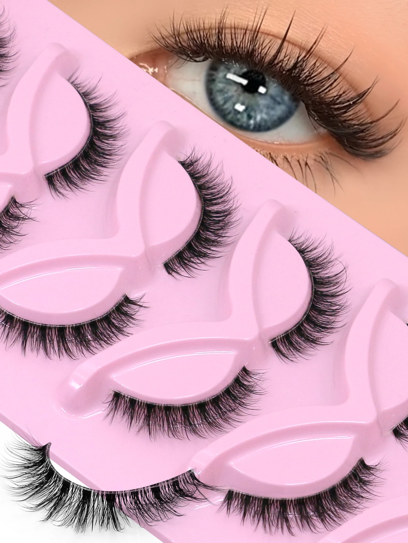 VELTRINAY Cat Eye Eyelashes Natural Wispy False Lashes 3D Faux Mink Lashes Natural Look Short Fake Lashes Makeup