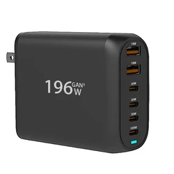 196W USB C Gan Charger PD 100W Fast Charging Power Adapter 6 Ports For Ipad Pro Iphone Galaxy Huawei
