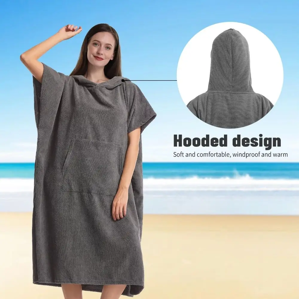 Poncho de Surf, toalla, Poncho, toalla de secado rápido, bata, toalla con capucha, bata de microfibra, Poncho cambiante, toalla de baño, Poncho de playa para adultos