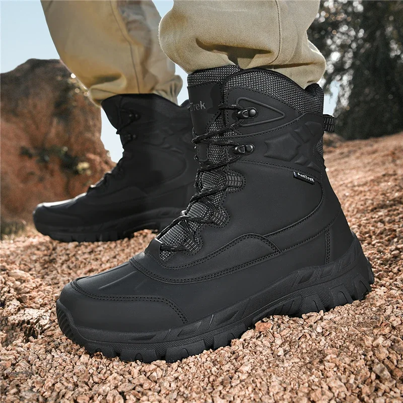 Autumn Men's Leather Tactical Boots Special Force Desert Combat Boots Outdoor Hiking Boots Non-Slip Men Motorcycle Boots