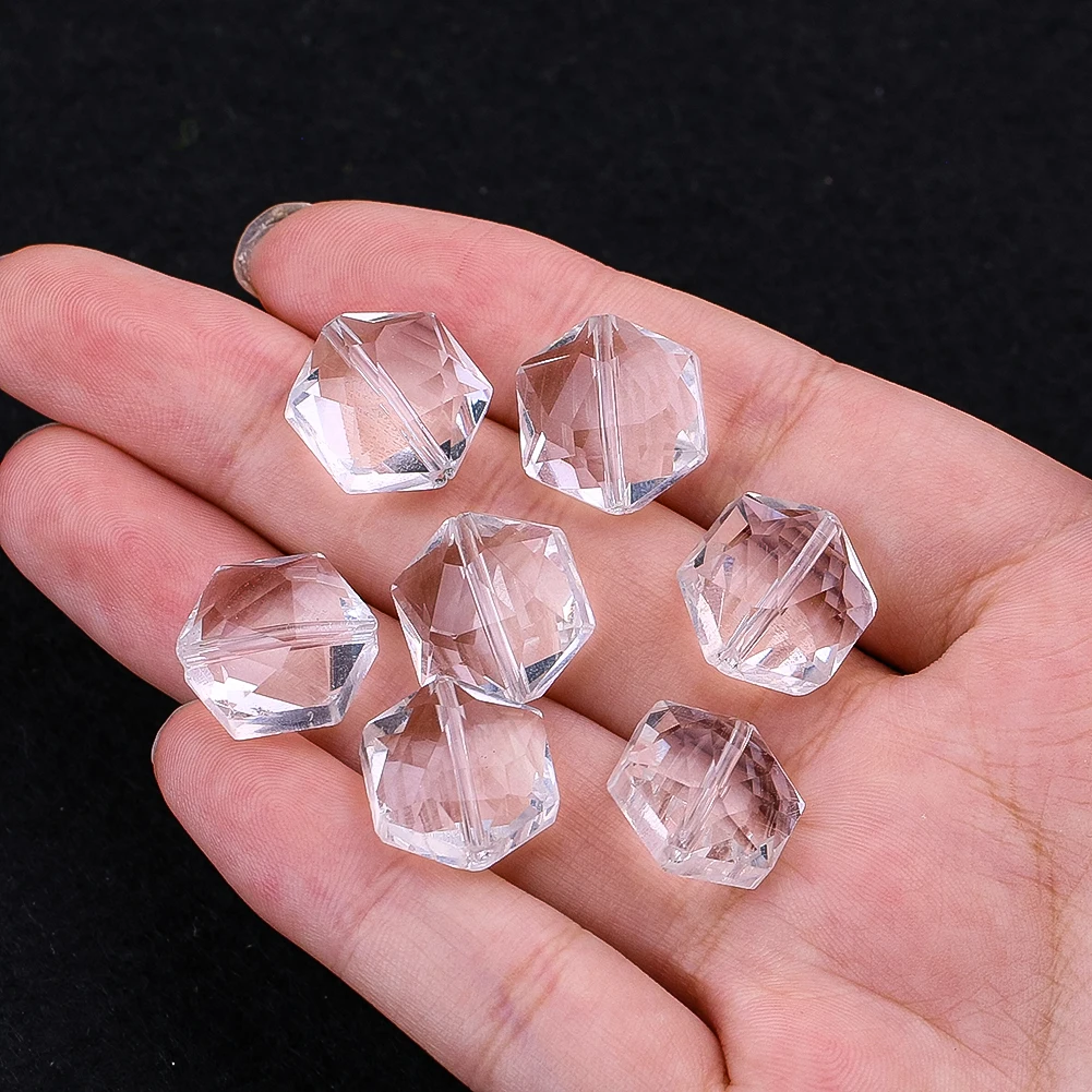 5pcs Transparent Glass Crystal Star of David Straight Hole Beads DIY Jewelry Bead Strings Door Curtain Chandelier Accessories