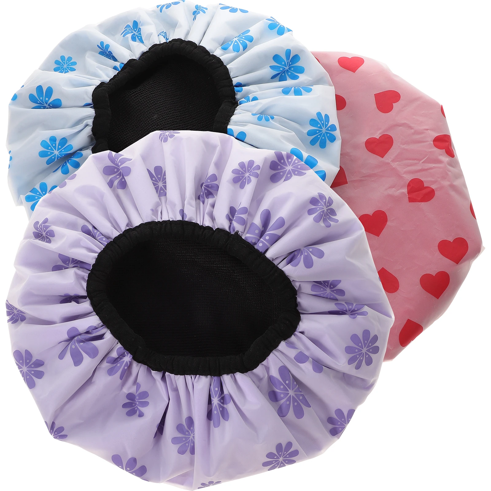

4Pcs Waterproof Shower Caps for Women Reusable Breathable Hair Protection Bathing Hats for Spa Makeup Sleep Travel