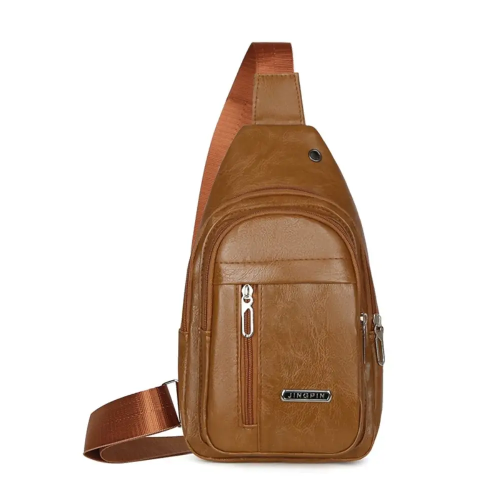 

PU Leather Men's Chest Bag Multifunctional Large Capacity Shoulder Crossbody Bag Sling Korean Style Sports Waist Bag Travel