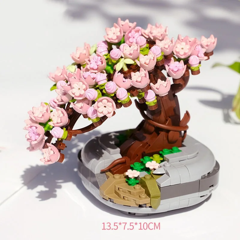 LOZ-bloques de construcción de flores eternas para niños, hermosa Sakura, planta suculenta, rosa, juguetes para niños, regalos para niñas, regalo