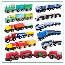 Juego de tren caliente, coche de juguete magnético, accesorios de pista para niños, rompecabezas deslizante Manual de madera Compatible con varios regalo de pista W10