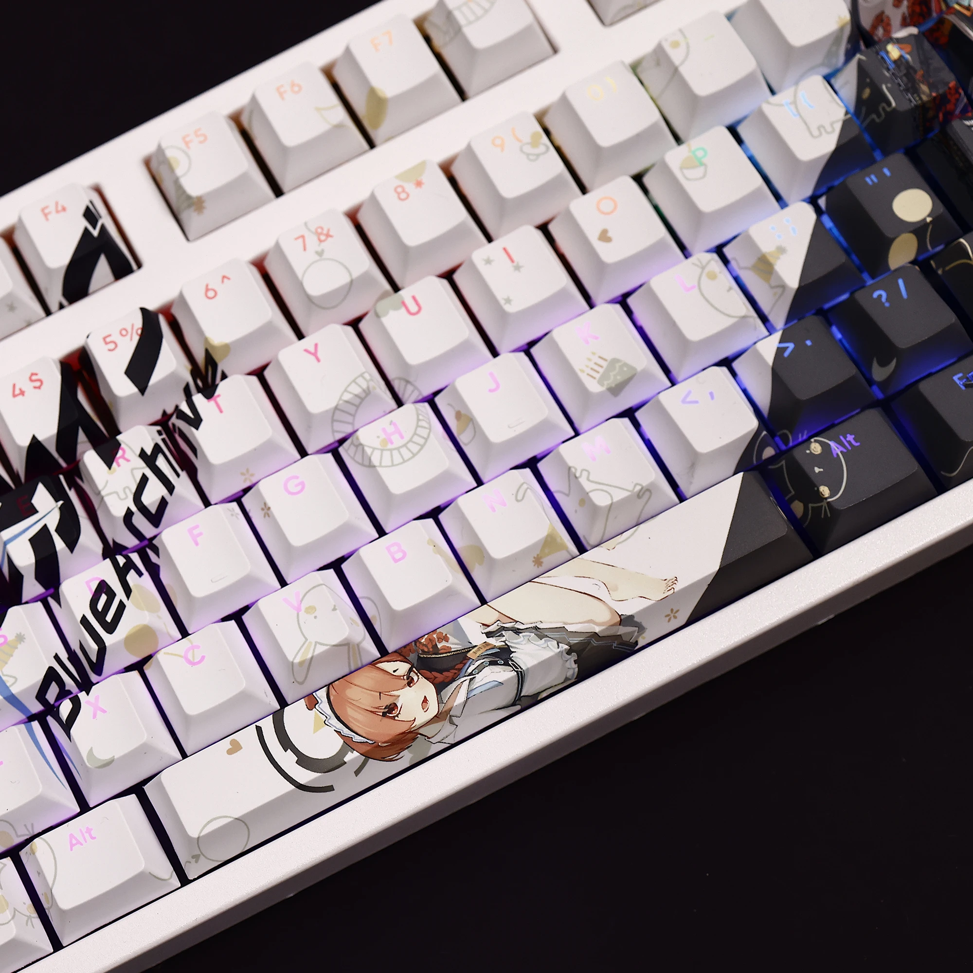 108 Keys/Set Blue Archive Mikamo Neru Cute Girl DIY PBT Cherry Profile Keycaps for MX Switch for Mechanical Keyboard Game Gift