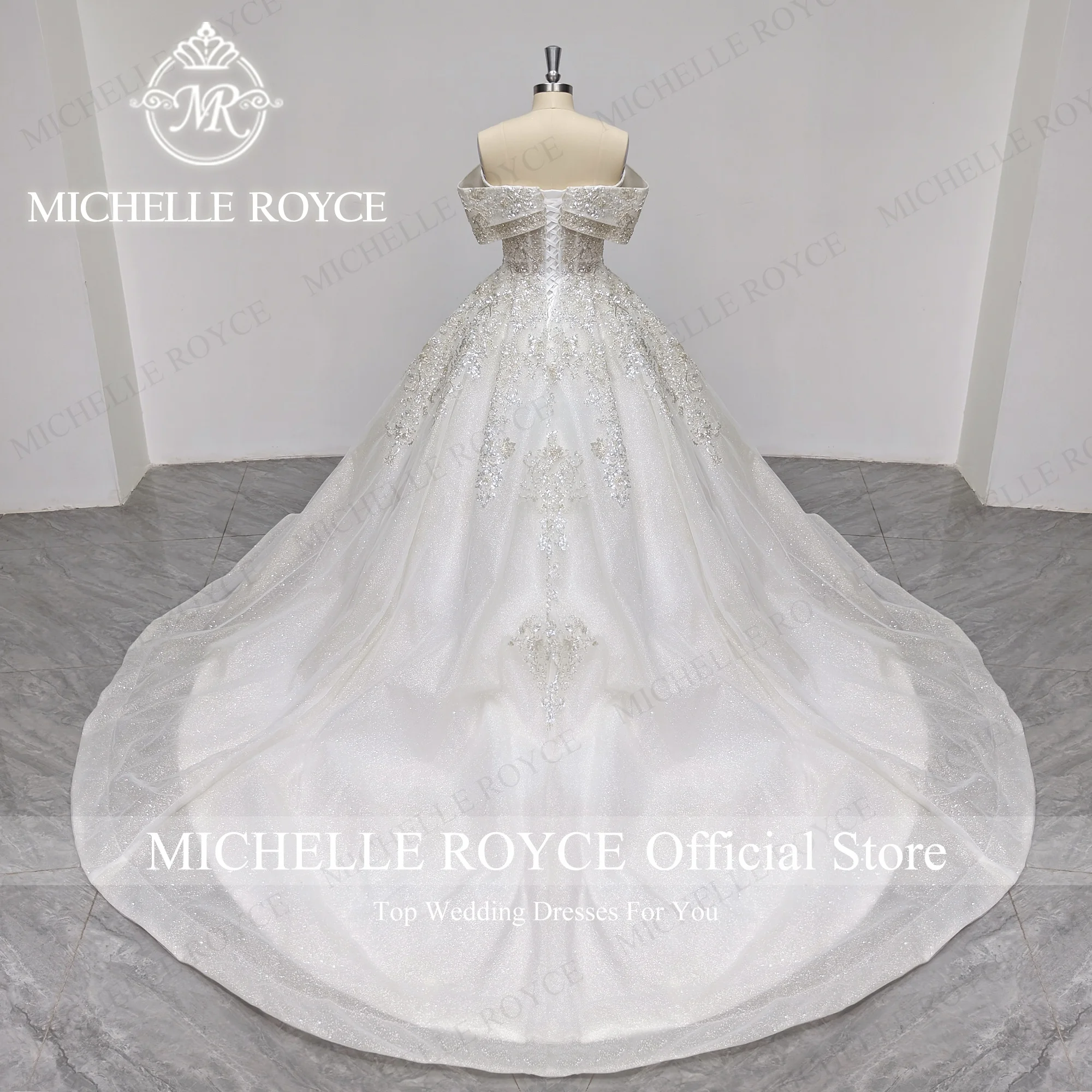 Michelle Royce Ball Gown Wedding Dress For Women 2023 Exquisite Sweetheart Sleeveless Embroidery Beading Sequined Wedding Gown