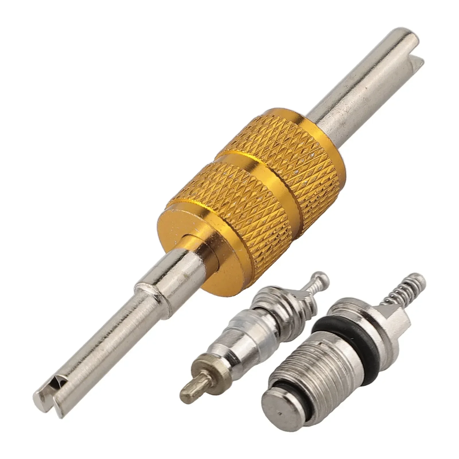 For R134A Air Conditioning Valve Core Removal Tool with High and Low Pressure Couplers for Car HVAC Maintenance and Repair Tasks
