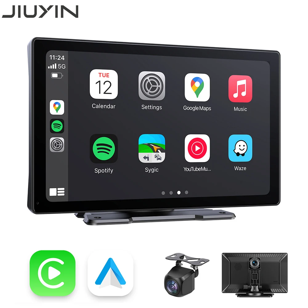 

9" Car Mirror Radio Multimedia Video Player Universal Wireless Carplay Android Auto Screen With Bluetooth Rearview Camera