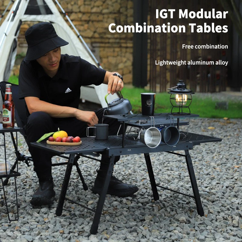 

New Outdoor IGT Table Lightweight Aluminium Portable Folding Camping Table Multifunctional Expansion Camping Equipment