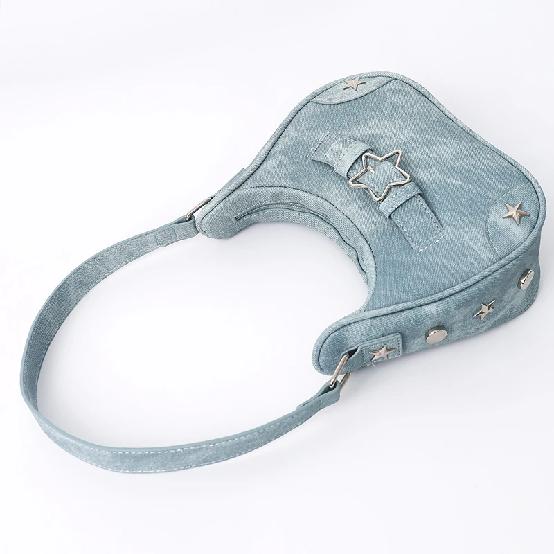 Vintage Lässige Niedliche Weiße Stern-Schultertasche Damen Umhängetaschen Leder-Reißverschlusstaschen Handtaschen für Frauen – Detail 15