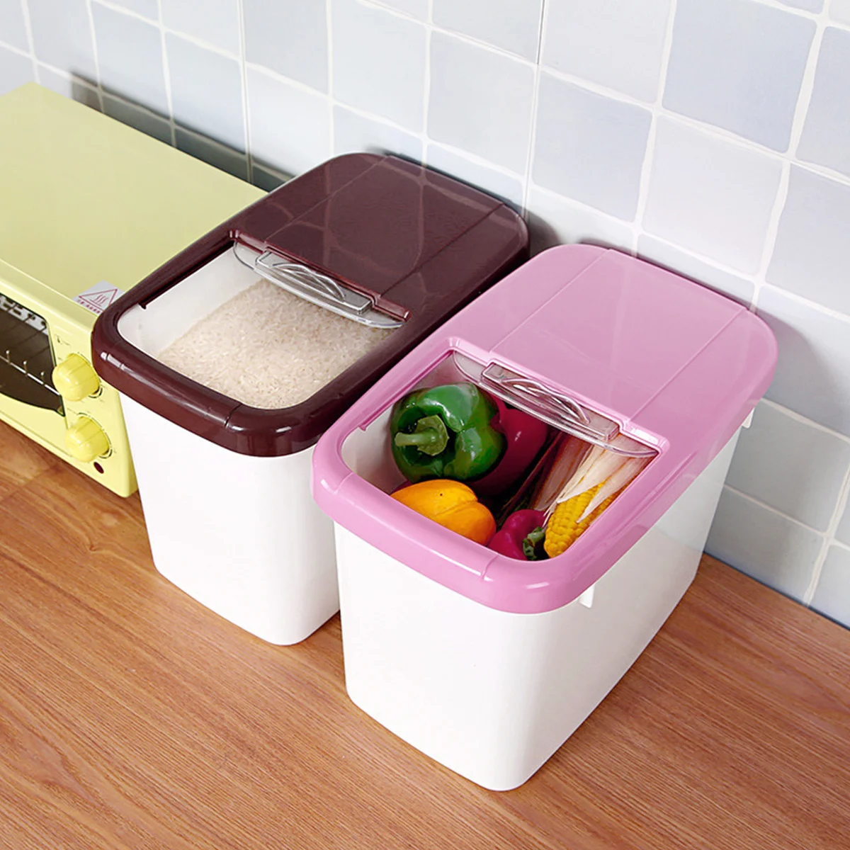 

Thickened 10kg Plastic Rice Storage Bin Food Safe Moisture Proof Sealed Grain Container Rice Bucket Grain Storage Bin