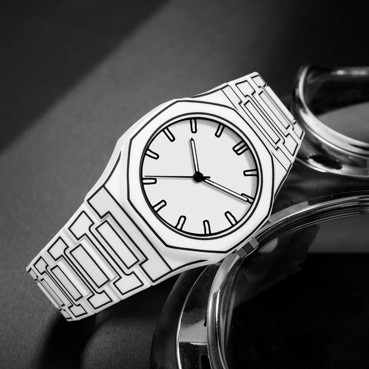 Gentleman Minimalist Cartoon Sketch Watch Luminous display Quartz waterproof watch Leisure Fashion Holiday and birthday giftsBox