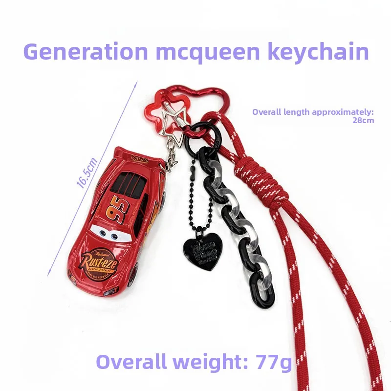 Neuer Lightning McQueen Auto-Schlüsselanhänger aus Legierung, Sammlerstück mit Lanyard und Dopamin-Kettenanhänger – Detail 21
