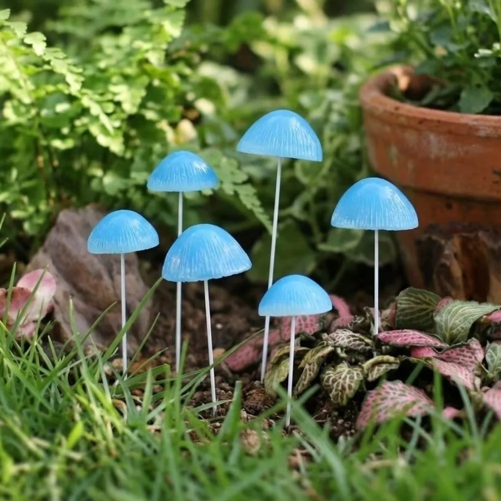 6PCS/SET Resin Simulated Mushroom Stakes Weatherproof Miniature Potted Plant Plugin Creative Bonsai Plugins Dollhouse